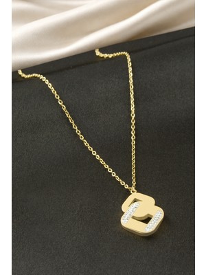 İsmiyle Al Taşlı Çelik Kolye