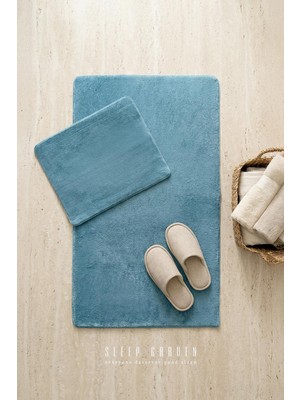 Sleep Garden Luniva Banyo Paspas Seti Kaydırmaz 60X100 cm + 50X60 cm Mavi