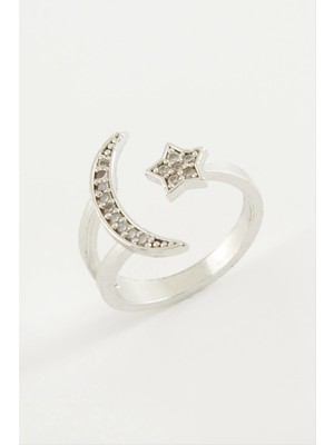 İsmiyle Al Ay Yıldız Zirkon Taşlı Yüzük