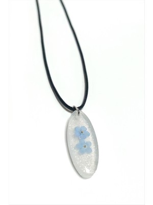 İsmiyle Al Unutma Çiçeği Oval Epoksi Kolye