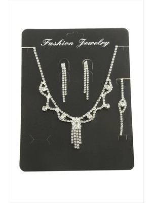 İsmiyle Al Kare Taşlı Set Kolye