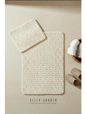 Sleep Garden Calma Banyo Paspas Seti Kaydırmaz 60X100 cm + 50X60 cm Krem