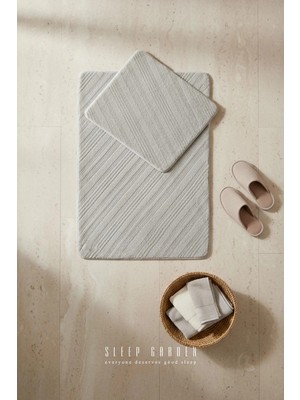 Sleep Garden Calma Banyo Paspas Seti Kaydırmaz 60X100 cm + 50X60 cm Gri