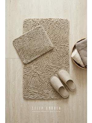 Sleep Garden Calma Banyo Paspas Seti Kaydırmaz 60X100 cm + 50X60 cm Kahverengi