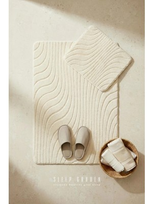 Sleep Garden Calma Banyo Paspas Seti Kaydırmaz 60X100 cm + 50X60 cm Krem