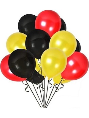 Feyza Design 30'lu Metalik Kırmızı-Sarı-Siyah Balon Seti