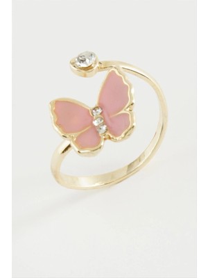 İsmiyle Al Kelebek Taşlı Mineli Yüzük Küçük