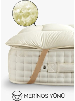 beyaz lale Beyazlale 160 x 200CM Kuzu Yünü Yatak Alezi Köşe Lastikli Koruyucu | %100 Doğal Merinos Yün Ped Tek Çift Battal