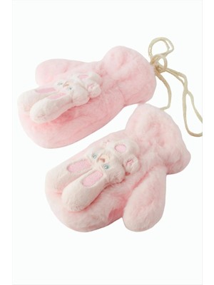 İsmiyle Al Tavşancık Yünlü Içi Polar Çocuk Eldiven