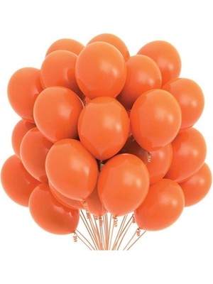 Feyza Design Turuncu Renk Düz Balonlar - 40 Adet Pastel Parti Balonları