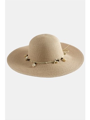 İsmiyle Al Deniz Kabuğu Hasır Plaj Şapkası