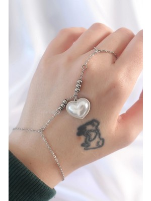 İsmiyle Al 316L Çelik Gümüş Renk Beyaz Bubble Kalp Tasarımlı Şahmeran