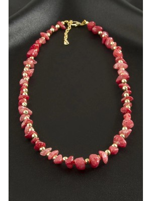 İsmiyle Al Kuvars Kırık Doğaltaş Kolye