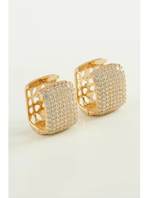 İsmiyle Al Xuping Kare Zirkon Taşlı Lüks Çelik Küpe