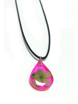 İsmiyle Al Kartopu Çiçeği Damla Epoksi Kolye