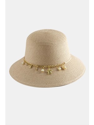 İsmiyle Al Deniz Kabuğu Zincirli Hasır Şapka