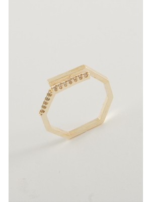 İsmiyle Al Köşeli Taşlı Yüzük