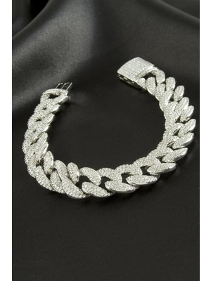 İsmiyle Al Zirkon Taşlı Lüks Zincir Çelik Bileklik