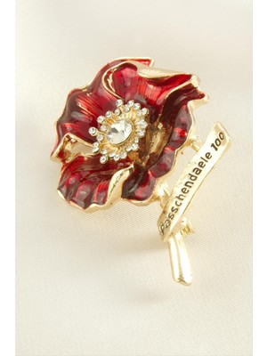 İsmiyle Al Çiçek Mineli Taşlı Broş