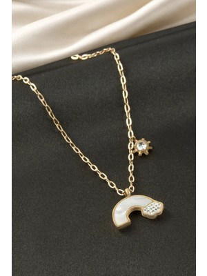 İsmiyle Al Gökkuşağı Sedef Çelik Kolye