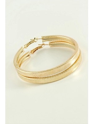 İsmiyle Al Kare Baklava Desenli Halka Küpe 5,5 cm