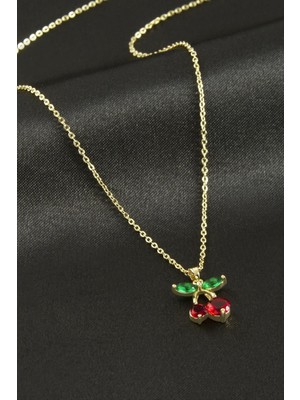 İsmiyle Al Xuping Kiraz Zirkon Taşlı Lüks Çelik Kolye