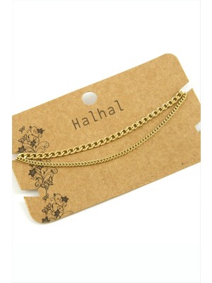 İsmiyle Al Çift Zincirli Lüks Çelik Halhal