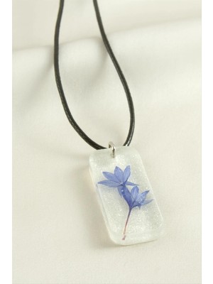 İsmiyle Al Peygamber Çiçeği Simli Dikdörtgen Epoksi Kolye