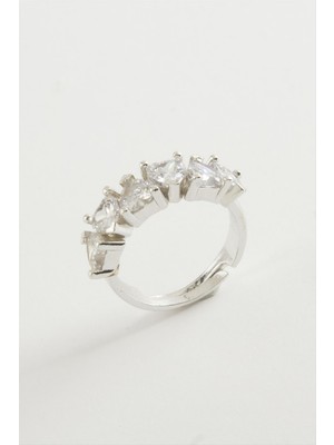 İsmiyle Al Kalp Zirkon Taşlı Yüzük