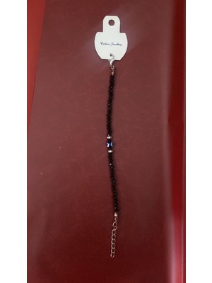 No Name Nazar Boncuklu Siyah Kristal Bileklik