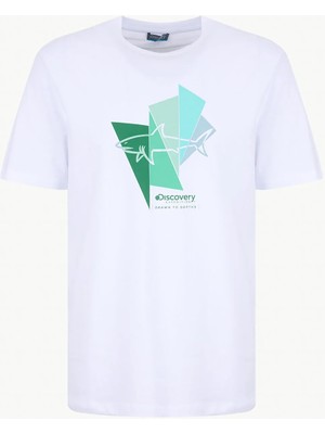 Discovery Expedition D6SM-TST3781 Beyaz Bisiklet Yaka Relaxed Baskılı Erkek T-Shirt