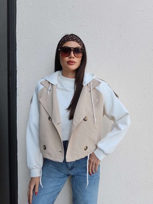 Esra Helvacı Kapüşonlu Kısa Trench