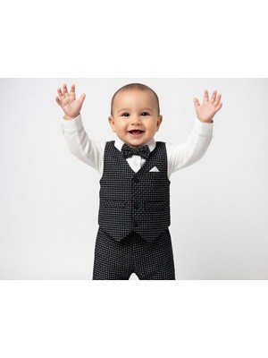 Erkek Bebek Yelekli Papyonlu Şık Özel Gün Mevlüt Düğün Bebek Takımı