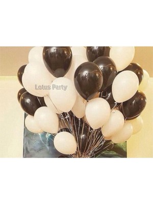 Feyza Design 30 Adet Çok Renkli Siyah ve Beyaz Balon Seti