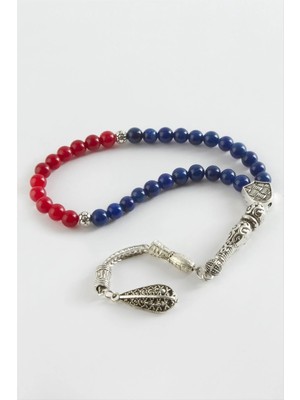 İsmiyle Al Bordo Lacivert Ceyt Doğaltaş Tesbih 6 mm