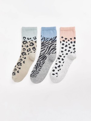 LC Waikiki Desenli Kadın Soket Çorap 3 Lü  (W4)