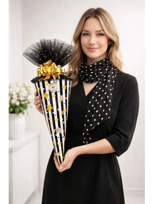 Koni Club Kadına Özel 6 Parça Hediye Seti – 55 CM Büyük Sürpriz Hediye Konisi | Doğum Günü & Sevgiliye Hediye