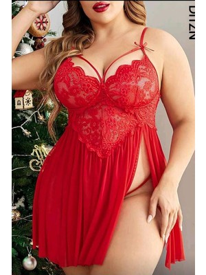 Wesby Büyük Beden Önden Capraz Askılı Gecelik Takım