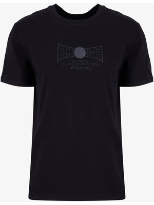 Discovery Expedition D6SM-TST3743 Siyah Bisiklet Relaxed Baskılı Erkek T-Shirt