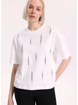 Fabrika Beyaz Kadın Loose Fit T-Shirt F6SL-TST0136