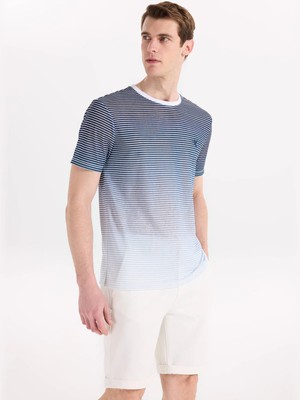 Fabrika Lacivert Erkek Relaxed Çizgili T-Shirt F6SM-TST 2070