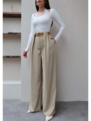 Esra Helvacı Köprü Detaylı Kemerli Palazzo Pantolon