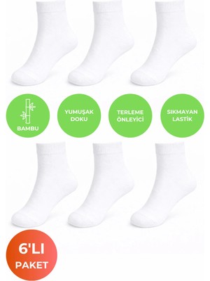 6’lı Unisex Bambu Çorap – Terletmeyen, Yumuşak Doku, Sıkmayan Lastik, Günlük Çorap Seti