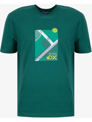 Discovery Expedition D6SM-TST3741 Yeşil Bisiklet Relaxed Baskılı Erkek T-Shirt