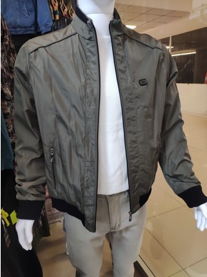 Sofun Mevsimlik Bel ve Kollar Lastik Detaylı Haki Yeşil Erkek Mont