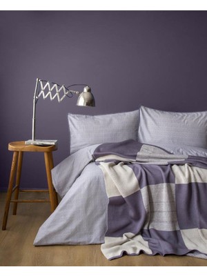 Apricitas Home Enola Lila Triko Battaniyeli Çift Kişilik Nevresim Takımı