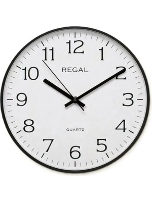 Regal 0250 Bw Yuvarlak İnce Çerçeve Slim Duvar Saati Plastik Kasa Sessiz Mekanizma 30x30