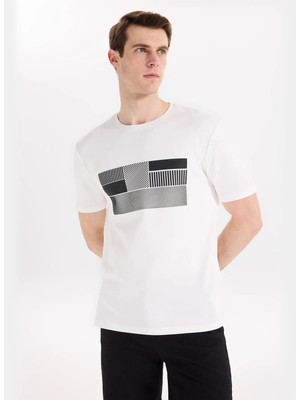 Fabrika Kırık Beyaz Erkek Relaxed Baskılı T-Shirt F6SM-TST 2010