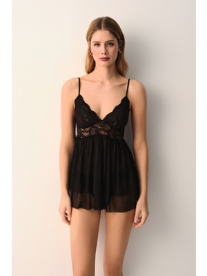 Suwen Vivienne Dantelli Şort Pijama Takımı