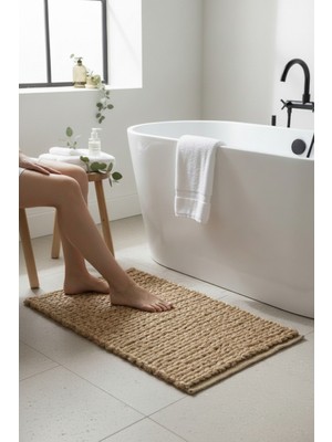 Akayev Nature Jüt Hasır Dikdörtgen Saçaklı Paspas 65X45 cm